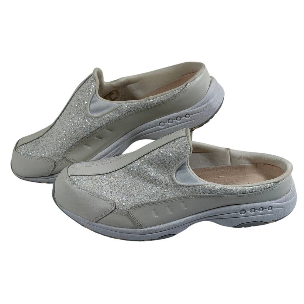 Easy Spirit Travel Time Casual Clog Mule, White, Leather, Women's 11 Wide